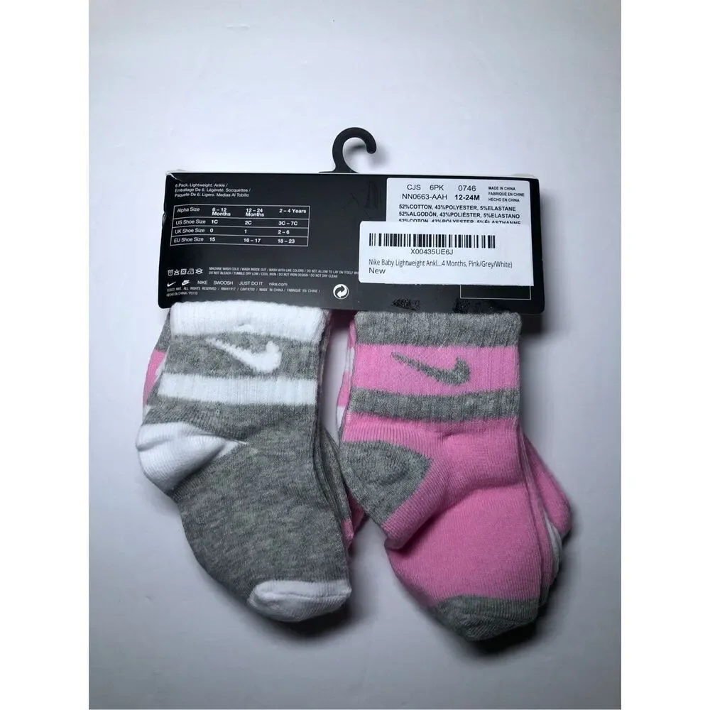 Nike Baby Socks 6 pack Size 12 -24 Month